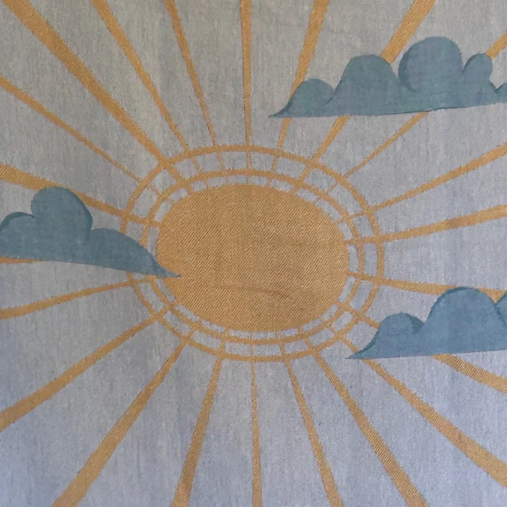 SWELL DAY SUN + OCEAN Tapestry Wall Art Woven Green + Mustard Blue + Yellow NEW!